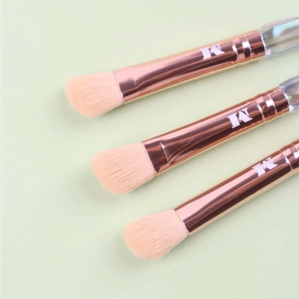 3 Makeup Brushes with Clear Diamond Rainbow Reflective Handles